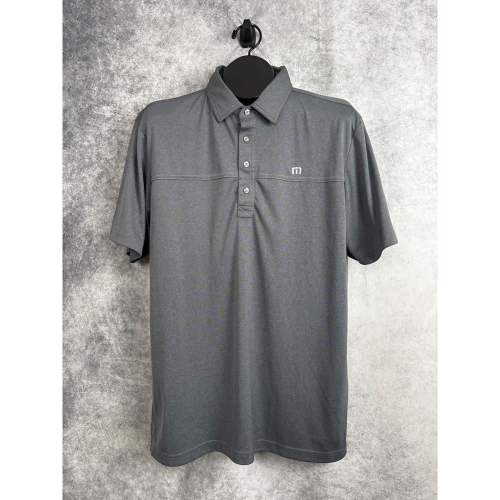 Travis Mathew Men's Gray Short Sleeve‎ Performance Polo Shirt in Gray Size Large
